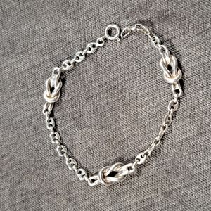 Mariner Anchor with Knots 925 Silver 7.5" Bracelet VG Marked Signed